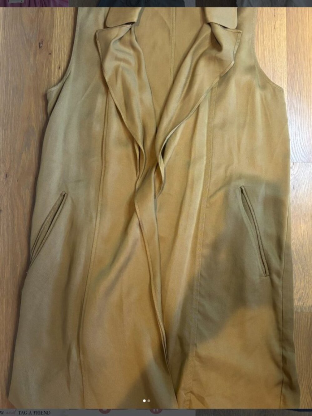 Zara TRF Outerwear draped sleeveless utility trench vest Sz. Small